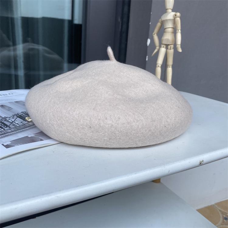 Upgraded Three-Dimensional Thickened Wool Beret Solid Color Versatile Painter Hat Warm Bud Hat Women