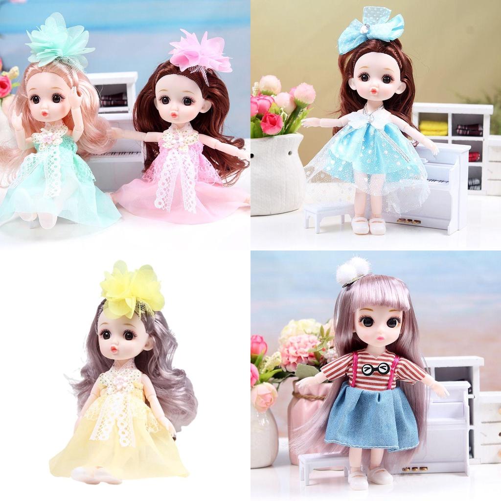 Cute 6.6in Bjd Princess Dolls With Movable Joints Mini Model Toy Kids Birthday Gift