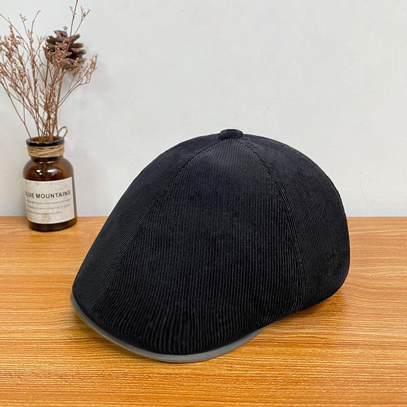 Corduroy Advance Hat Women's Autumn and Winter British Retro Beret Versatile Painter Hat Japanese Style Literary Peaked Hat