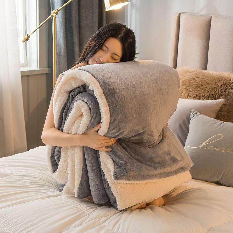 Wool Throw Blanket Keep Warm Winter Bed Blankets Double Sided Queen Duvet Cover Camping Double Bed Cover Bedspread On The Bed
