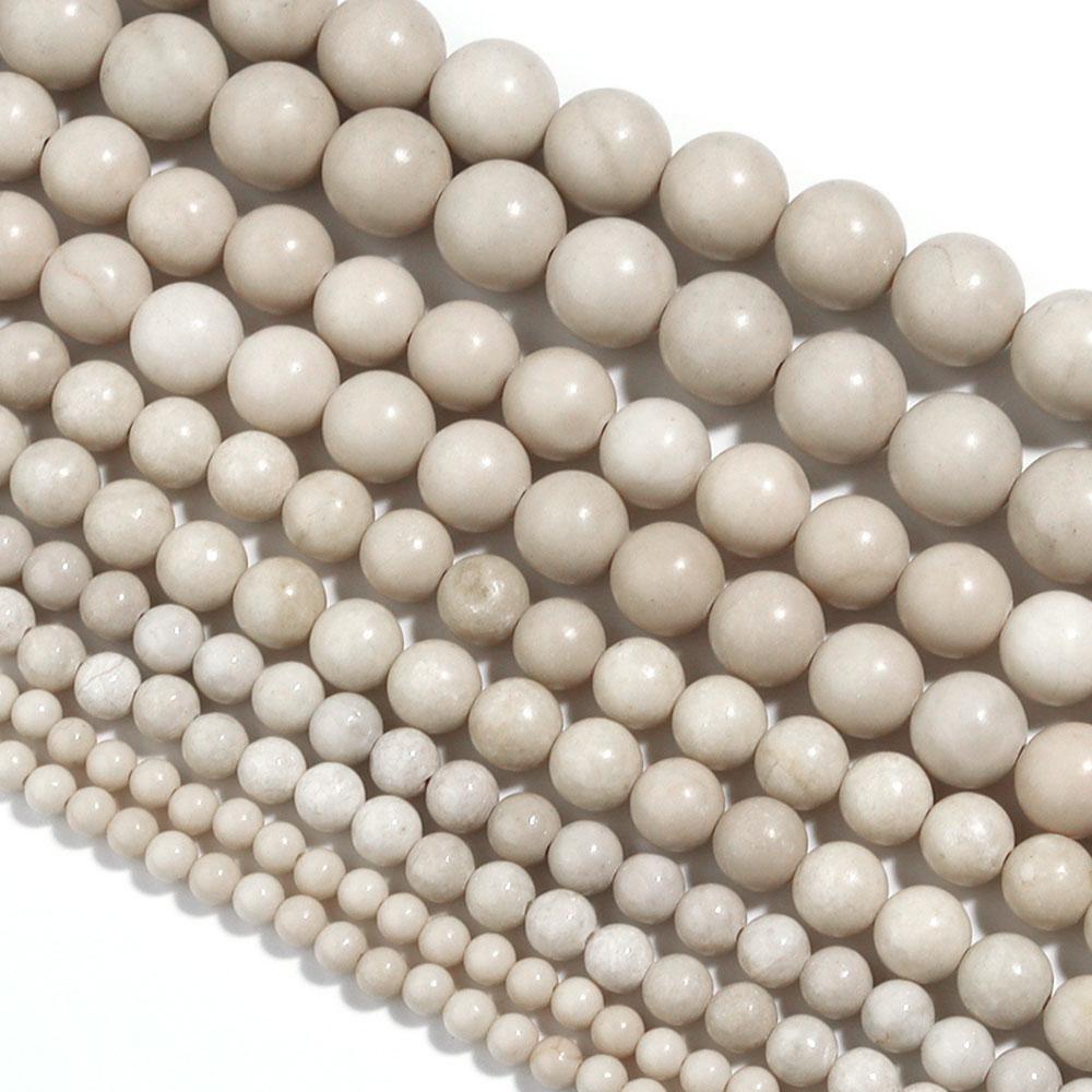 1 Strand Natural Stone Beads 4/6/8/10/12mm Beige Round Loose Beads For Jewelry Making DIY Crafts Bracelets Necklace Accessories