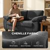 2 Seater Sofa, 156cm Chenille Loveseat Sofa, Dark Grey
