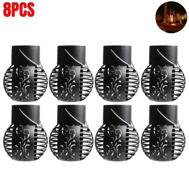 KDULITOutdoor Solar LED Light Waterproof Hollow Flame Ball Lantern Courtyard Landscape Garden Chandelier Decorative Hanging Lamp