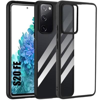 Shockproof Case - BOOLING - for Samsung Galaxy S20 FE - Protection - Transparent Hard Back - Black Silicone