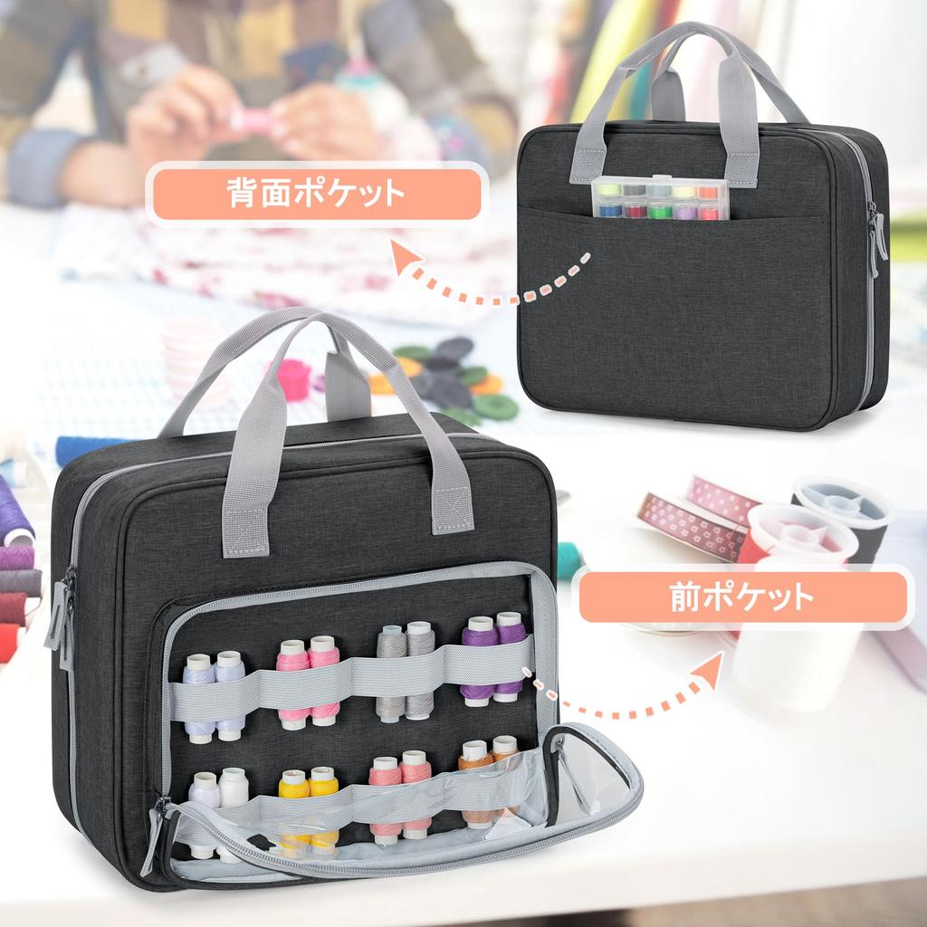 Luxja Sewing Large Capacity with Clear Front and Interior Perfect for Organizing and Carrying Sewing Bag Gray Bag, Pockets, Tools, Only,
