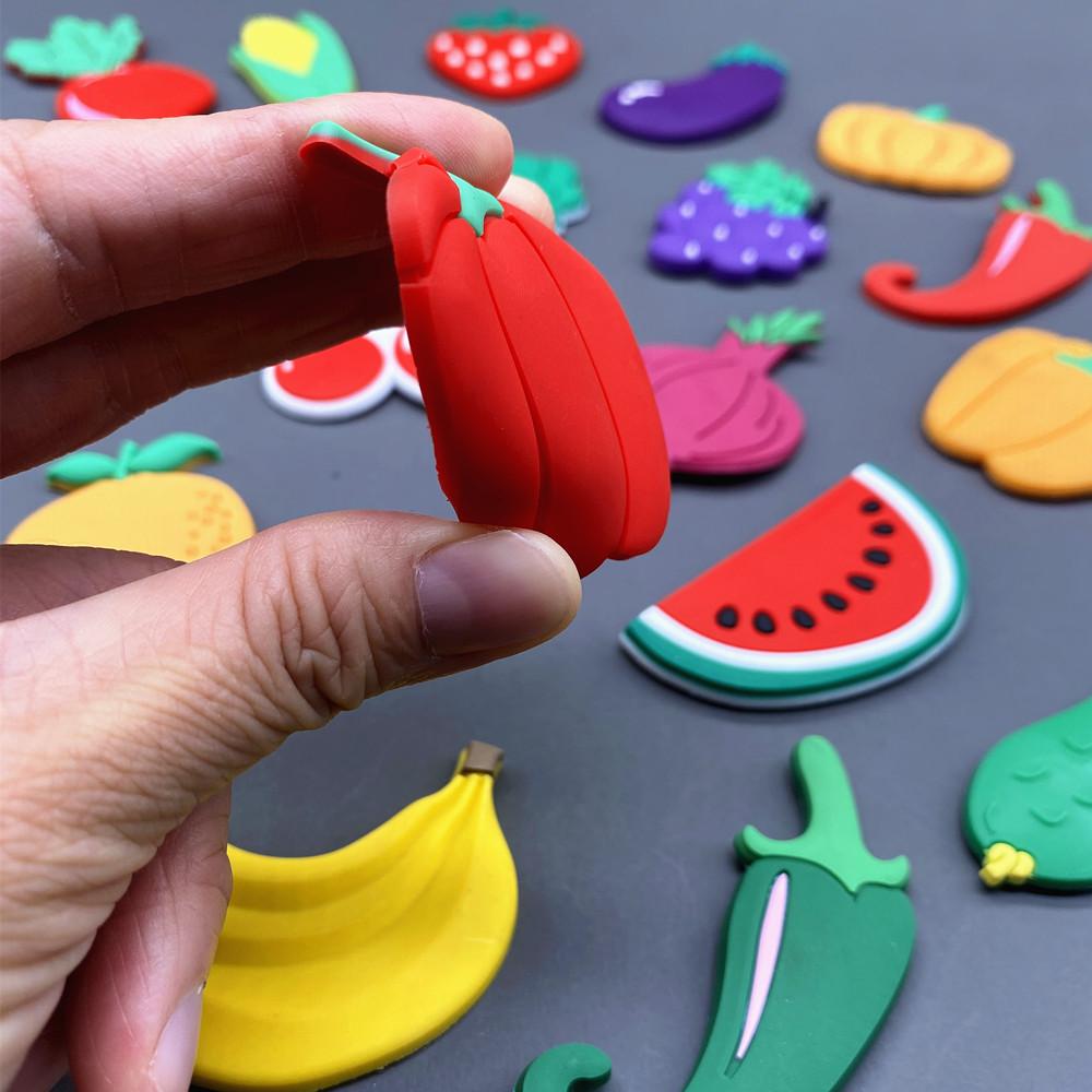 PVC Fridge Magnet Set for Refrigerator Decor Cartoon Magnets for Children Kids Funny Magnetic Toy Creative Food Fruit Magnets