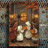 1pc 2D Flat Halloween Metal Sign, Pumpkin Lantern Witch Cottage Iron Wall Art, Rust-Proof Vintage Farmhouse Decor