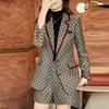 Women's Plaid Blazer & Shorts Set