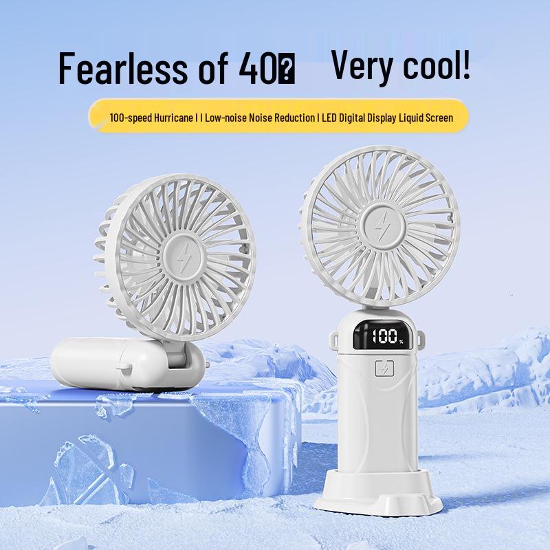 Portable Mini Handheld Fan with Digital Display – Folding Desk Fan for Office or Student Use
