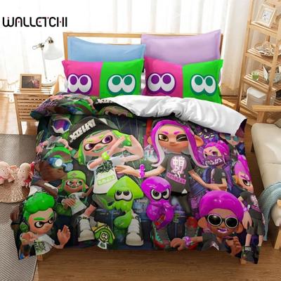 Popolare Set Biancheria da Letto Stampato Gioco Splatoon 2 3d Cartone Animato Set Copripiumino Federa Singolo Matrimoniale Queen King Biancheria da Letto Set Letto