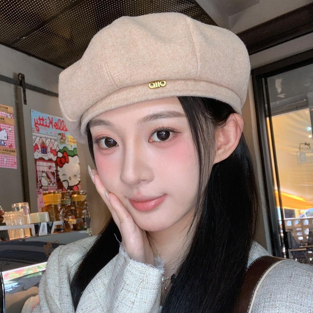 Beret Women's Autumn and Winter Pumpkin Hat New Style Showing Face Small Korean Painter Hat Fashionable Versatile Octagonal Hat Trendy