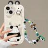 Case For Xiaomi 11 Lite 14 15 POCO X7 M6 X6 Pro X3 NFC F3 Cover Cute Bracelet Chain Cartoon 3D Panda Ears Wave Side