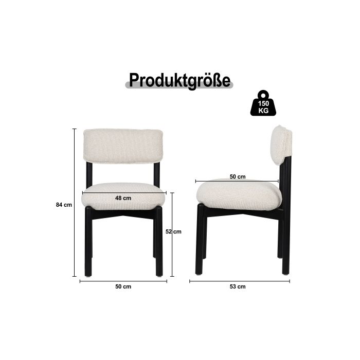 Chaise en bois - MUVOE - Frank - Rembourrée - Design scandinave - 1 place - Beige/Noir