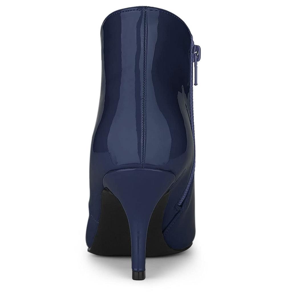 Allegra K Women's Dark Blue Pointed Toe Ankle Boots with Kitten Heels, Size 27.0cm