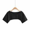 Women's Round Neck Short Sleeve Loose Fit Crop Tee Solid Casual Streetwear Top