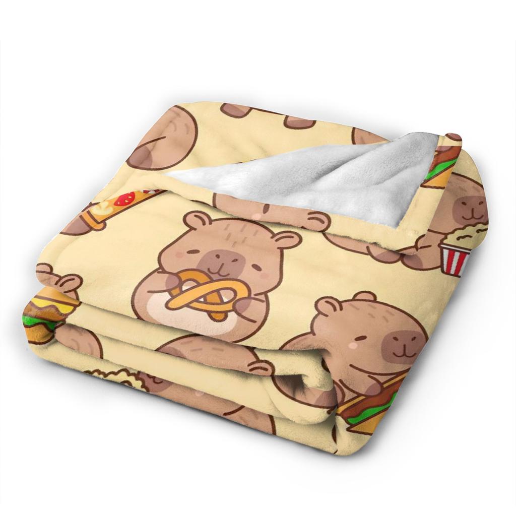 Super Soft Blanket Child Picnic Capybara Throw Blanket Flannel Bedspread For Outdoor Funny Sofa Bed Cover
