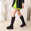 Versatile Platform Mesh Round Toe Thick Sole Long Boots, Slimming High Top, Plus Size 34-43