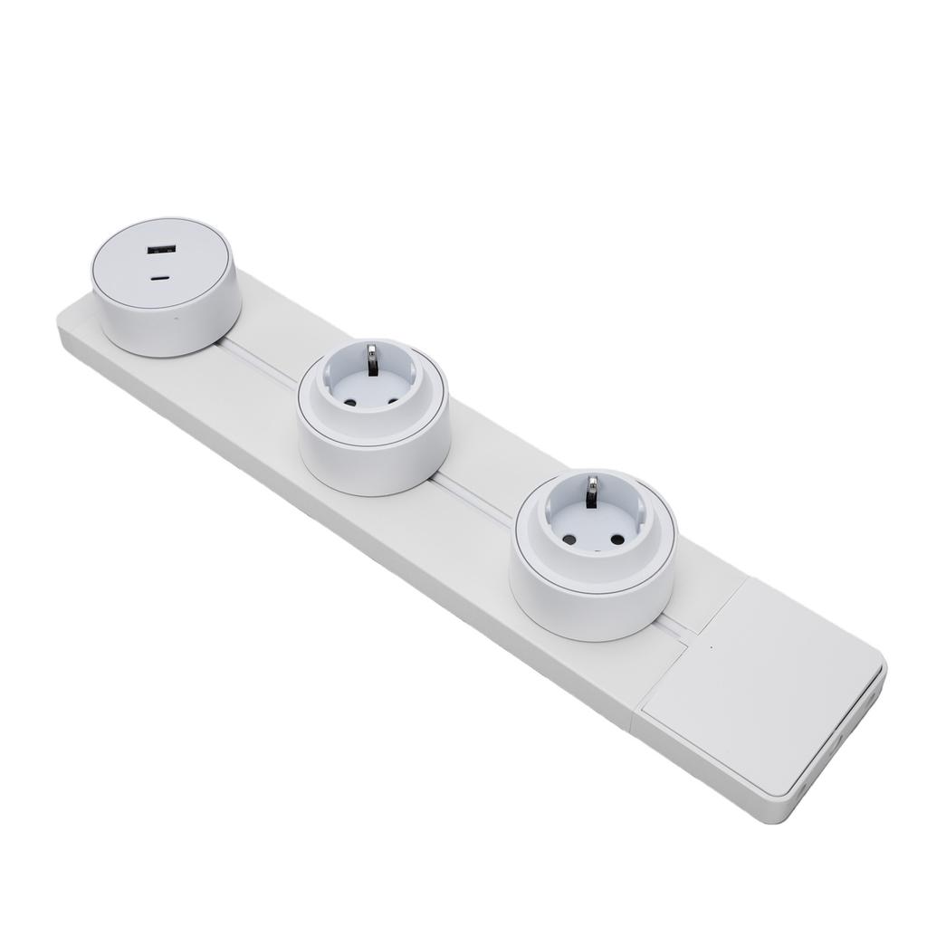 Under Cabinet Power Strip with USB Port 40cm Electrical Stainless Steel Aluminum Alloy Power Strip Track System for