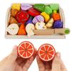 Holz Simulation Küche Rollenspiel Spielzeug Klassisches Spiel Montessori Lernspielzeug für Kinder Kinder Geschenk Obst Gemüse Schneideset