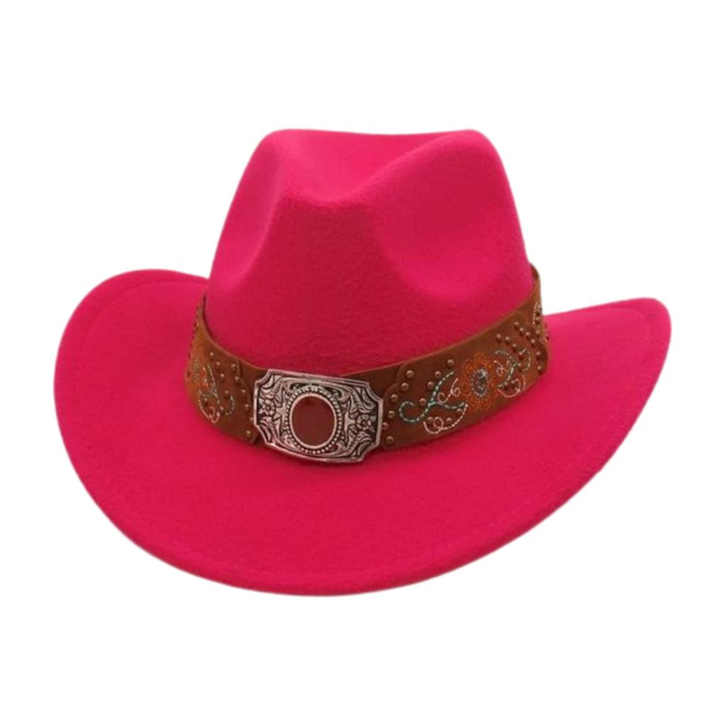 Cappello a Tesa Larga Stile Cowboy Occidentale Tesa Arrotolata Decorazione Stile Etnico Vacanza Viaggio Antivento Cappello a Cilindro