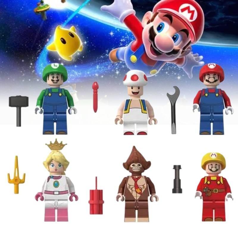 Colorful Mario Brothers Action Figures Abs Plastic Building Blocks Set