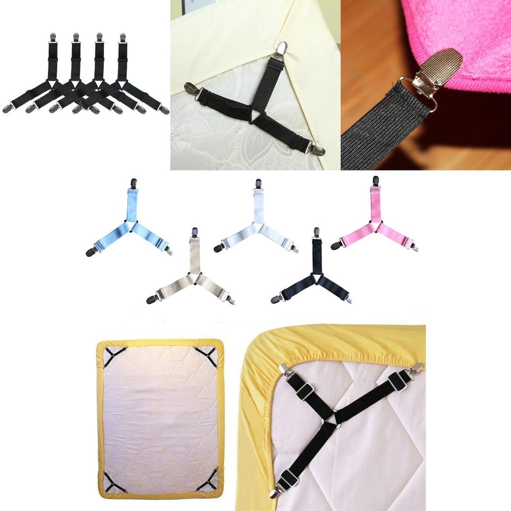 Premium 4 X Triangle Suspender Holder Bed Mattress Sheet Straps Grippers Fasteners For Secure Bedding