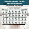 Stuhlübungen für Senioren 3er-Set Tai Chi Übungsposter Set Sitzendes Training Heim-Fitnessplan Geringe Belastung Gleichgewicht Krafttraining Anleitung Senior