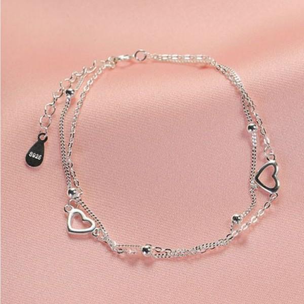 Female Niche Fashion Simple Double-layer Heart Bracelet Double layered love