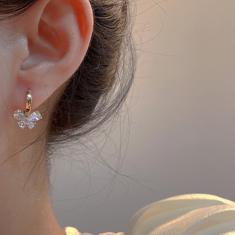 Fashion Women's Classic Butterfly Zircon Earrings for Women Birthday Party Wedding Crystal Jewelry Gift Pendientes Mujer