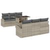 Ensemble de Canapés de Jardin 7 Pièces avec Coussins Gris Clair Poly Rattan, Canapé de Jardin 2 Places avec Rangement 3357305