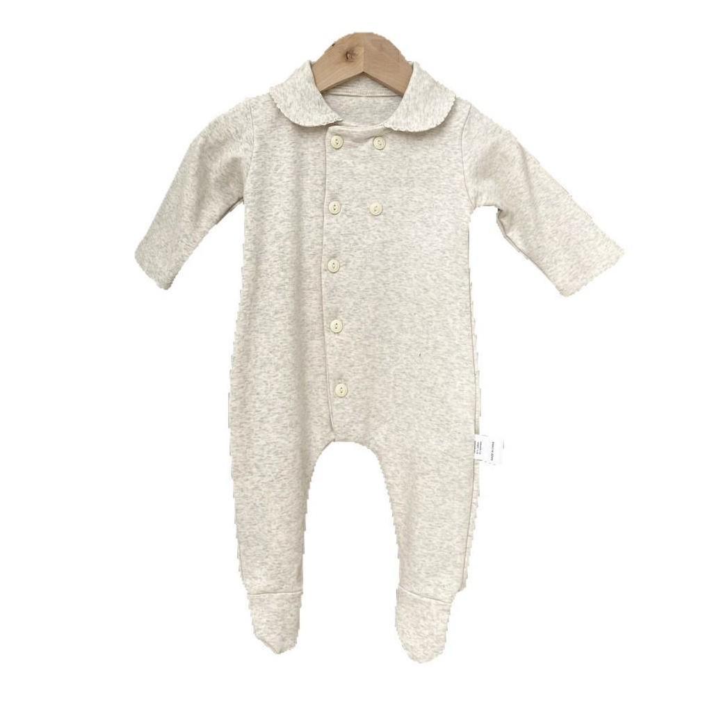 A-klass Höst 2025 Nyfödd Långärmad Fotad Jumpsuit med Liten Krage