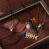 Copper Multi-Pendant Summer Ocean Small Fish Starfish Fish Bone Rope Necklace Stainless Steel Vacuum Plating