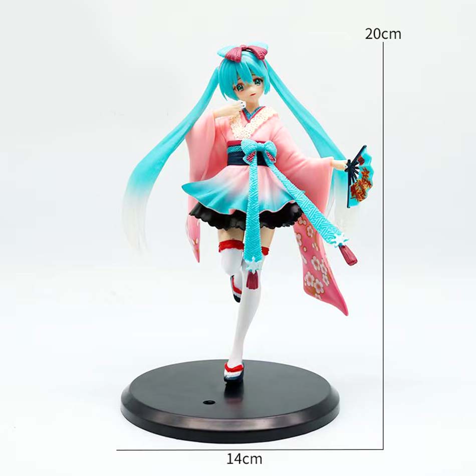 Hatsune Miku Desktop Cute Action Figure 20cm Neko Ears T-Shirt Ver. Anime Figurine Kawaii Girl Model Toy - Adorable Decor wi di