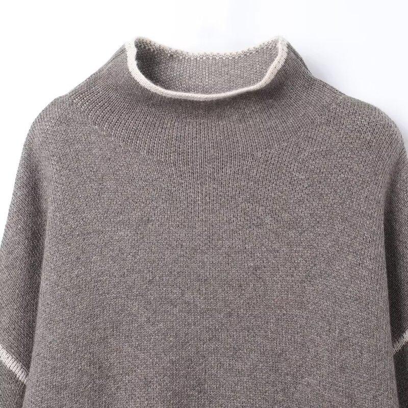 European Autumn Women's Color Block Knit Sweater 2025