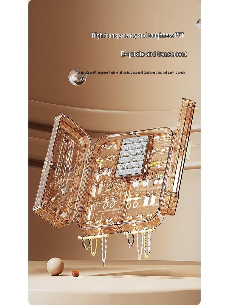 Wall-Mounted Large Jewelry Organizer: Stud Earrings, Necklace Display & Storage Box