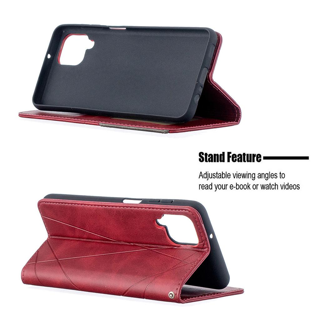 Suitable for Samsung S21 mobile phone leather case A02S prismatic splicing magnetic card holder protective case A72 leather case