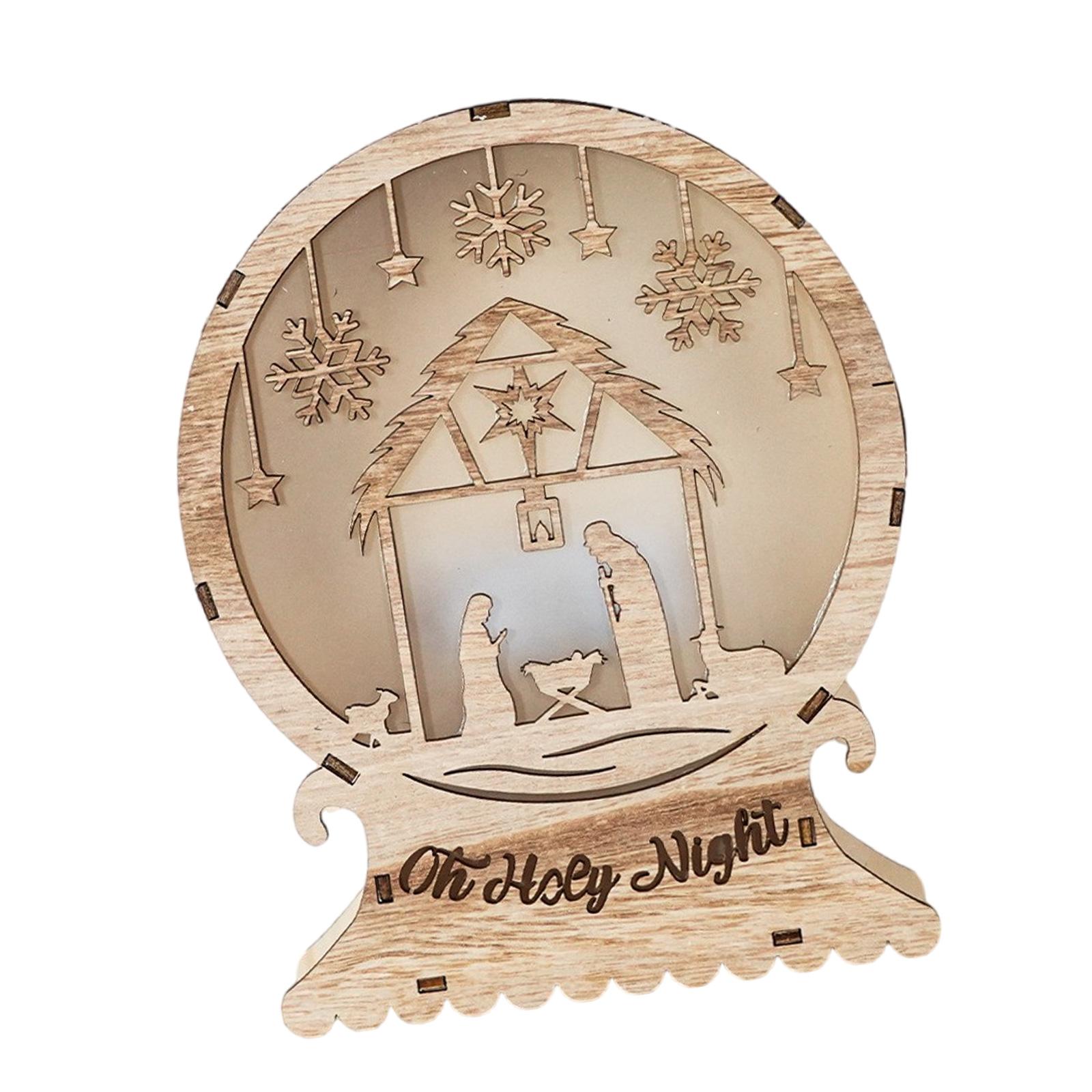 

Рождественская сцена светодиодная подсветка из дерева светодиодная подсветка украшения светодиодные деревянные рождественские украшения для рождественских праздников A