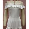 Summer New Vintage Off Shoulder Sexy Dress Women Ruffled Hollow Out Lace White Party Loose Dress Women Elegant High Waist A Line Casual Dresses 25088