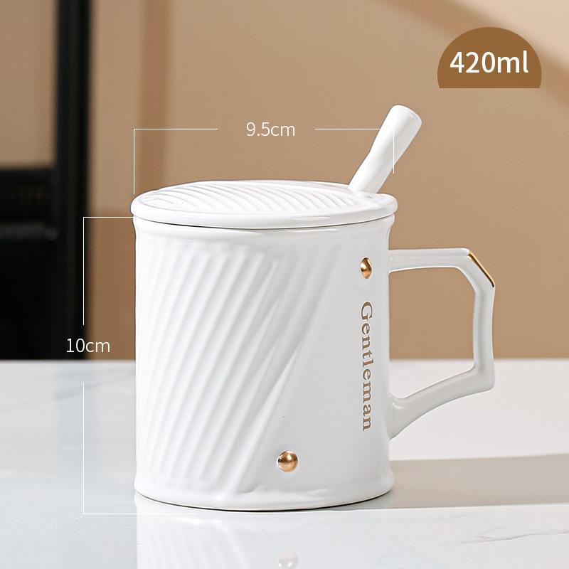 Mug Universal Drinking Water Cup with Lid Spoon Household Water Cup Office Ceramic Cup Breakfast Cup Milk Cup