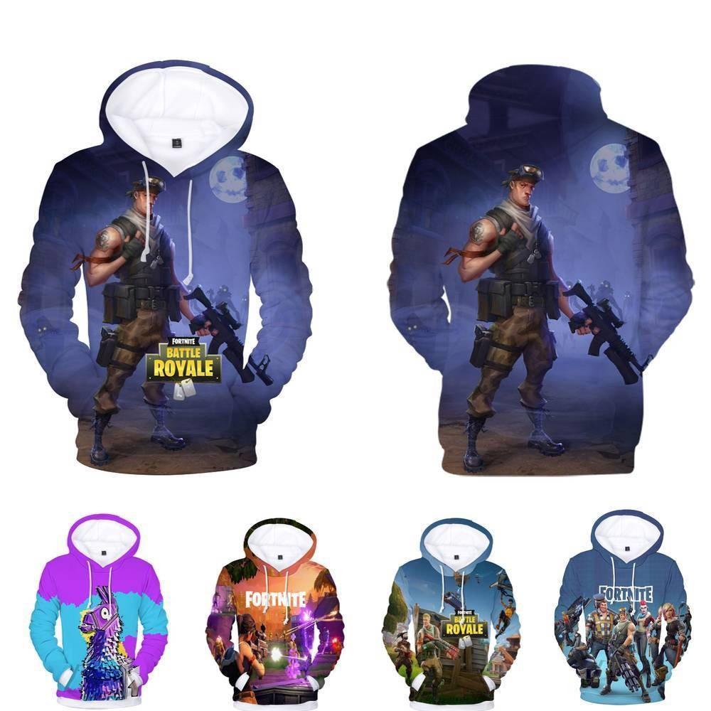 Fortnite Battle 3d Printed Hoodie Jacket Sweatshirt Spandex Material Round Neck Hip Hop Style
