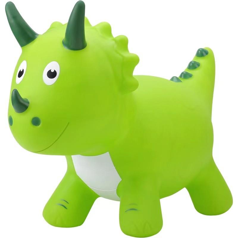 Jumping Green Three Horn Dinosaur Kids Toy Jumping Animals Inflatable Toys Jumping Horse for Toddler Playing зелёный