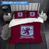 3PCS Aston Villa Football Club Printed Soft Bedding Set,Including 1pc Duvet Cover And 2pcs Pillowcases Perfect for Bedroom, Dormitory, Fan gift