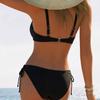 1011 New European and American Contrasting Color Shoulder Straps Adjustable Sexy Split Bikini Swimsuit