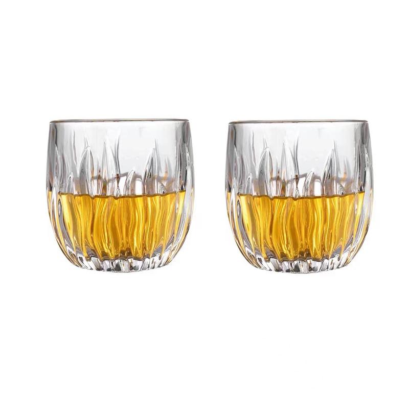 260ml Creative Whiskey Glass Exquisite Glassware Flame Vertical Pattern Wine Glass Bar Cocktail Glass Latte Coffee Mug Drinkware