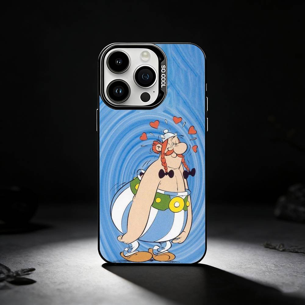 A-Asterix C-Cartoon O-Obelix Handyhülle Für iPhone 17,16,15,14,13,12,11 Plus,Pro Max,XS,Farbige silberne Handyhülle