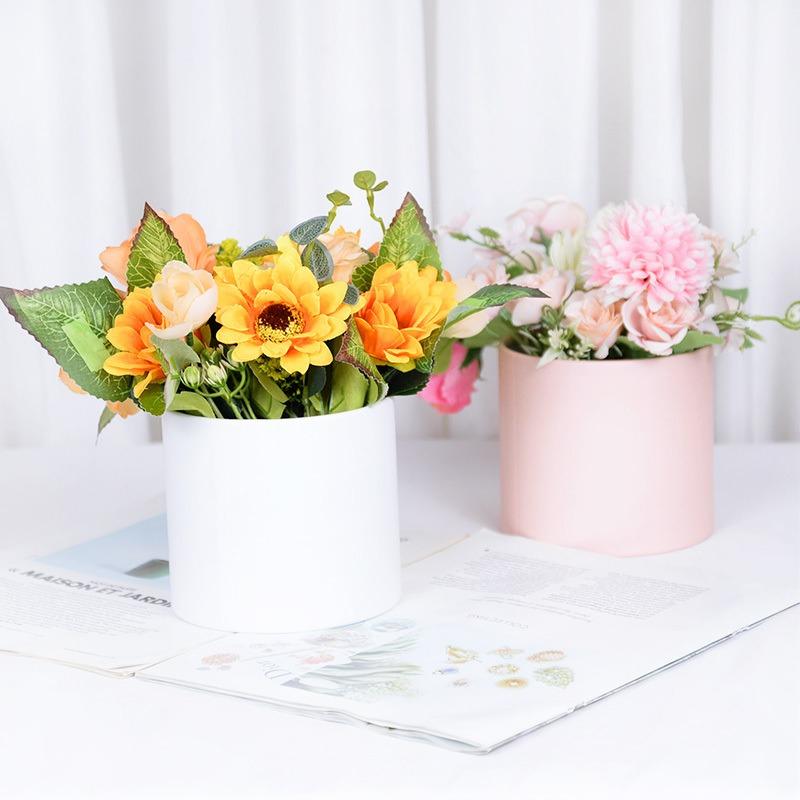 7 Round Flower-Themed Gift Boxes | Elegant Pink Paper Tubes | Includes Cardboard Decorative Clasps | No Assembly Required | Exquisite Gift Packaging