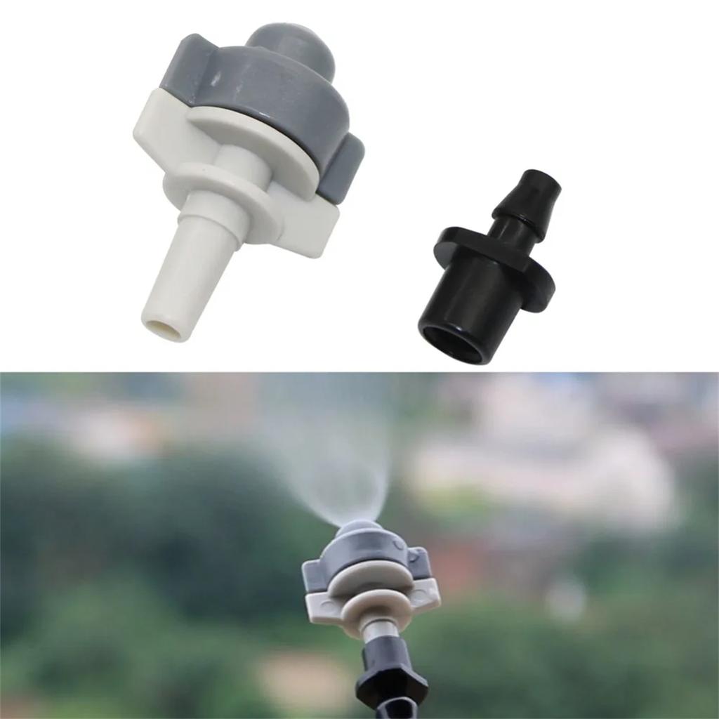 10/100Sets Micro Atomization Nozzle Kits 6mm Interface Atomizing Grey Micro-Sprayers 4/7mm Hose Garden Irrigation Humidification