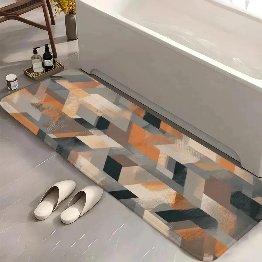 1PC Flower Pattern Kitchen Rugs Non-Slip Home Door Mats Pop Design Bathroom Rug Bath Mat Carpet for Home Sink Laundry Decor