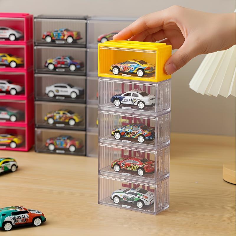 Acrylic 8 Grid Car Model Display Box Dustproof Storage Organizer Cabinet for Kids Toy Collection Desk