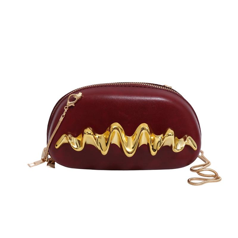 Personalized wavy pattern handinhand dinner bag women's new fashion chain shoulder bag diagonal span box bag